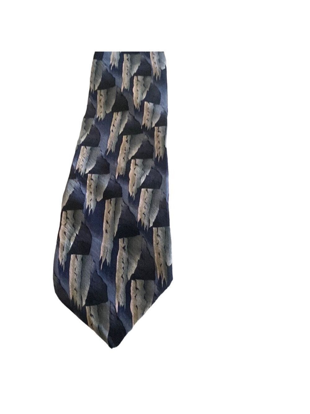 J. Garcia Geometric Blue & Gray Silk Tie – Landscape Collection